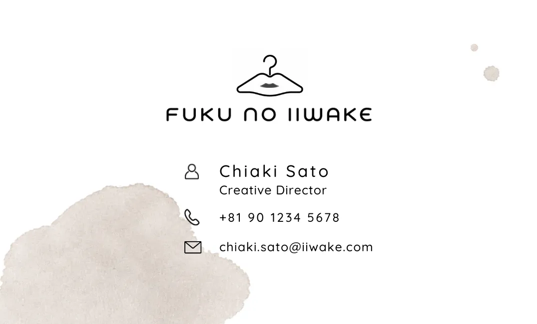 FUKU NO IIWAKE の名刺（表面）